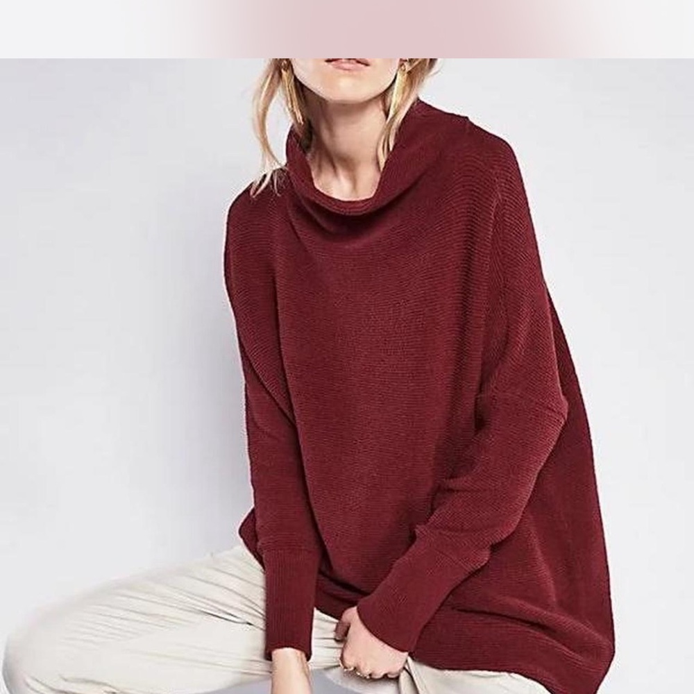 Free People Ottoman Slouchy Tunic, Size Small, Burgundy